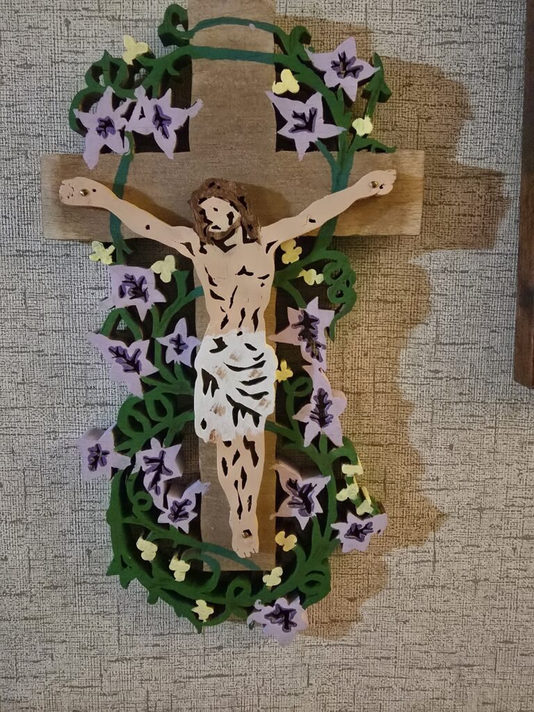 Handcrafted Wooden Crucifix Featuring Jesus on the Cross