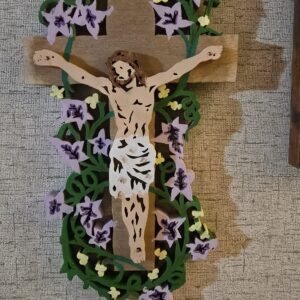 Handcrafted Wooden Crucifix Featuring Jesus on the Cross