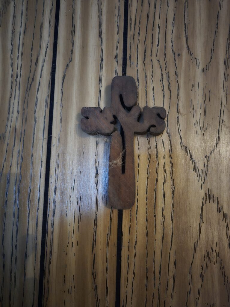Handcrafted Wooden Cross with the Word Jesus